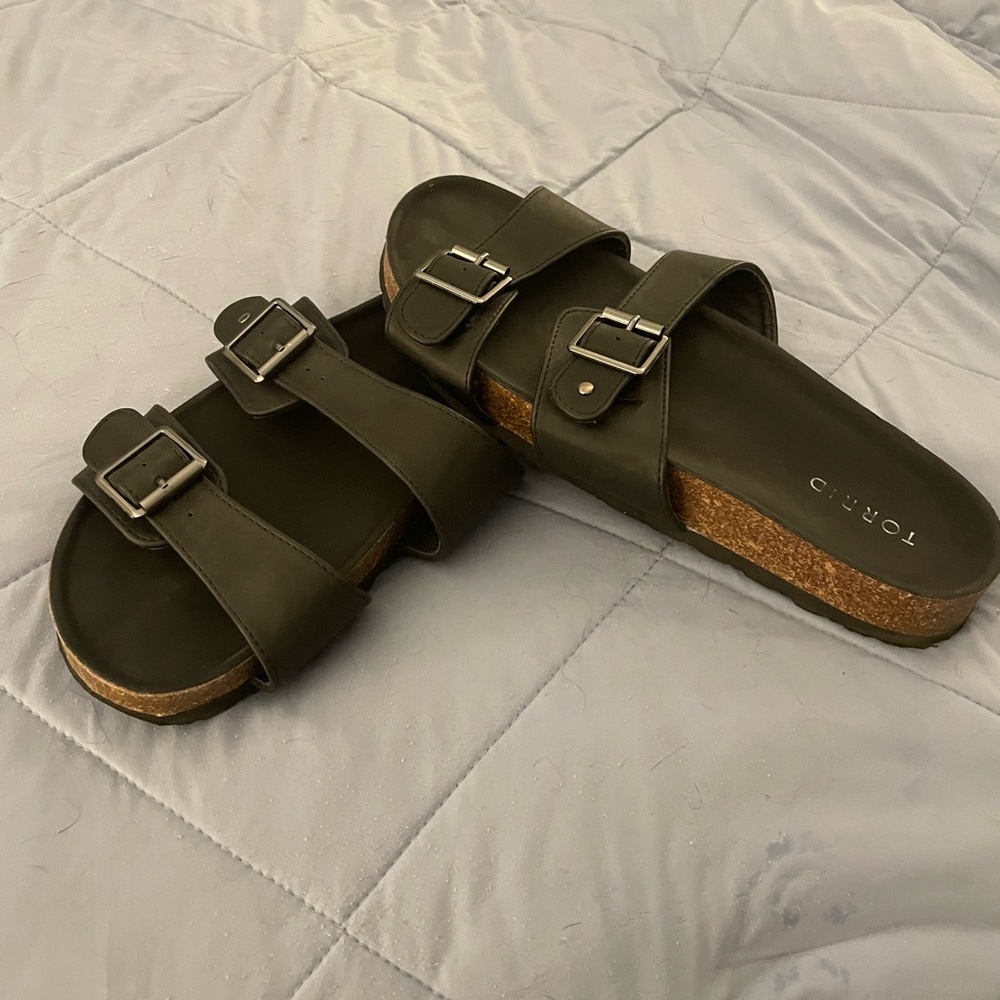 Torrid Black Buckle Strap Slides